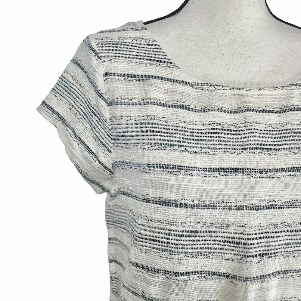 GAP White Gray Jacquard Embroidery Top Short Sleeve Women Small - Picture 3 of 8